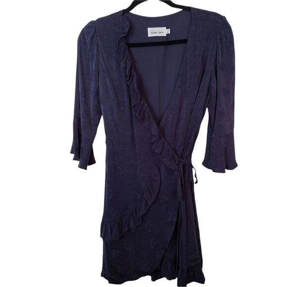 Line & Dot Ruffle Wrap Fully Lined Mini Dress - Picture 1 of 9